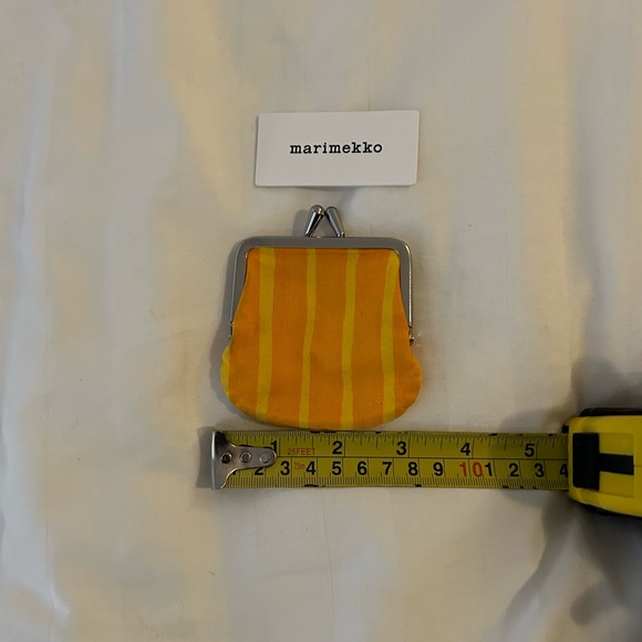 Marimekko small bag purse coin holder in Yellow n Orange stripes - Picture 3 of 7
